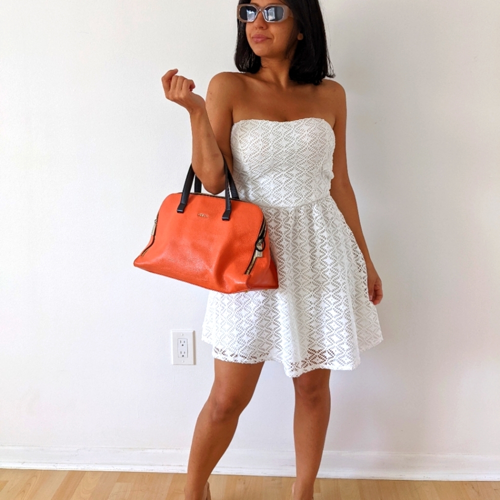 Strapless white summer dress, size S/M